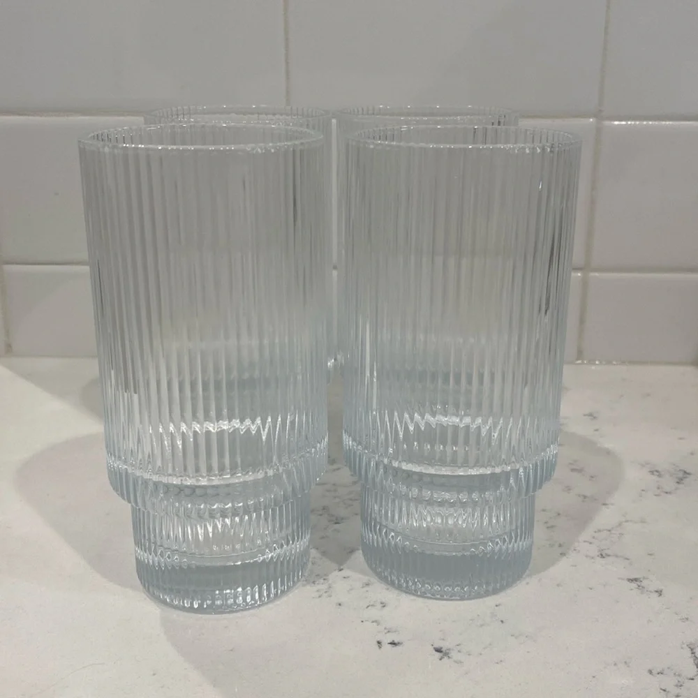 Fluted Glass Cups x 4
